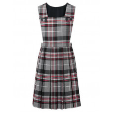 Girls Pinafore Tartan Grey/Red